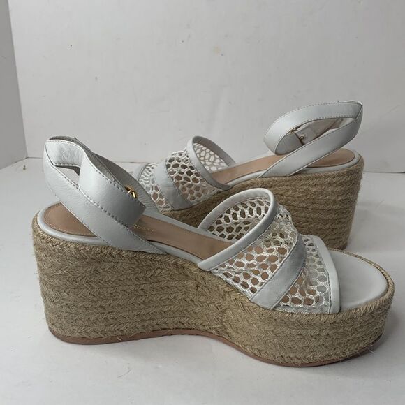 Gianvito Rossi Solana Buckle Napa wedge white leather platform wedge sandals - Picture 10 of 15